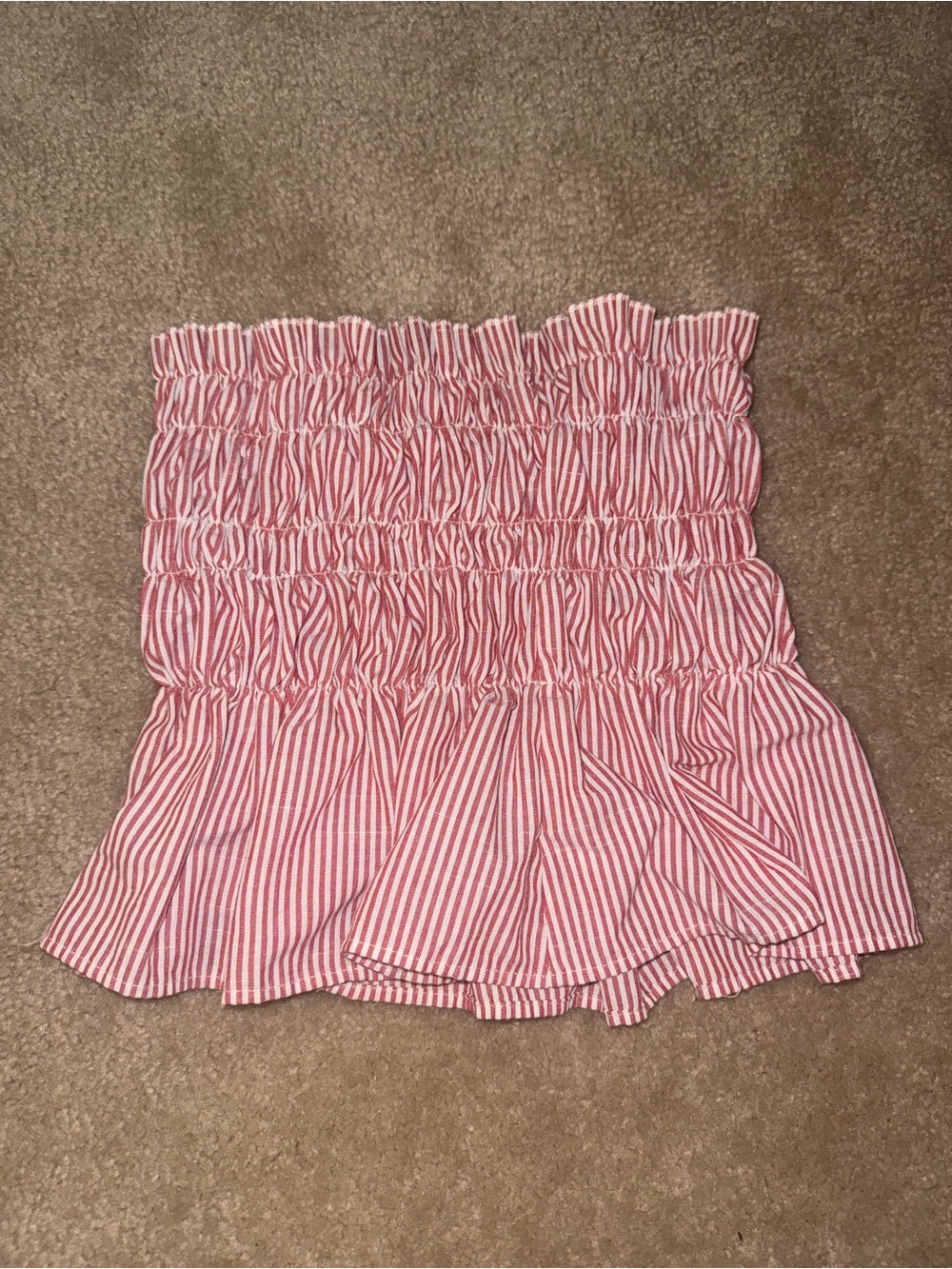 Red and White Striped Smocked Tube Top - Medium